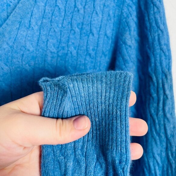 Tweeds Vintage 100% Cashmere Blue Cable Knit Sweater - Picture 9 of 13